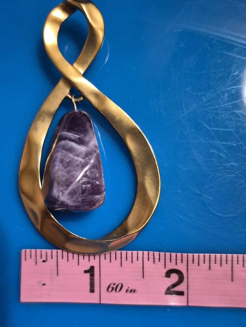 Vintage Avon Gold Infinity Amethyst Stone Dangle pendant Necklace
